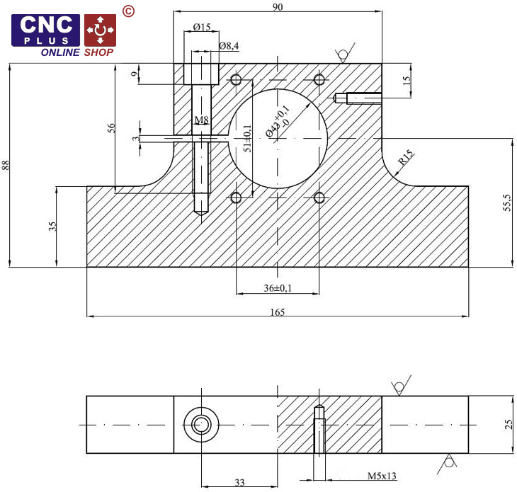 Eurohals Fräsmotorhalter 165x88x20mm, Spindelhalter für Fräsmotoren.